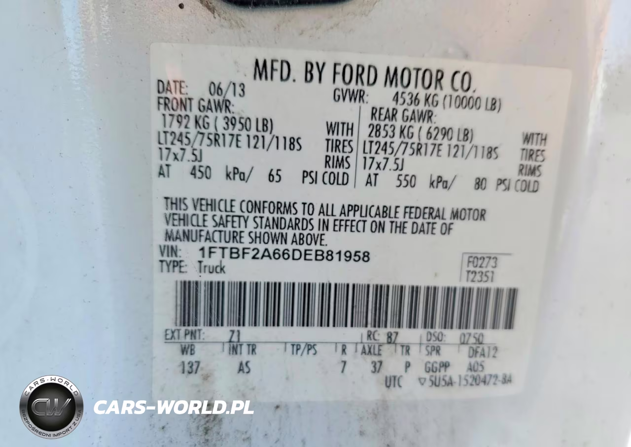 2013 Ford F250 Super Duty VIN:1FTBF2A66DEB81958 - 12
