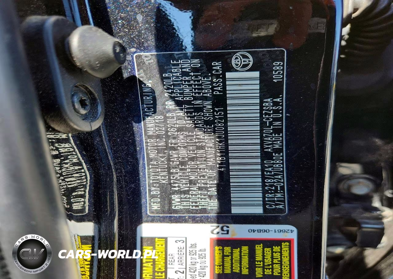 2018 Toyota Camry Se VIN:4T1B11HK1JU082151 - 12