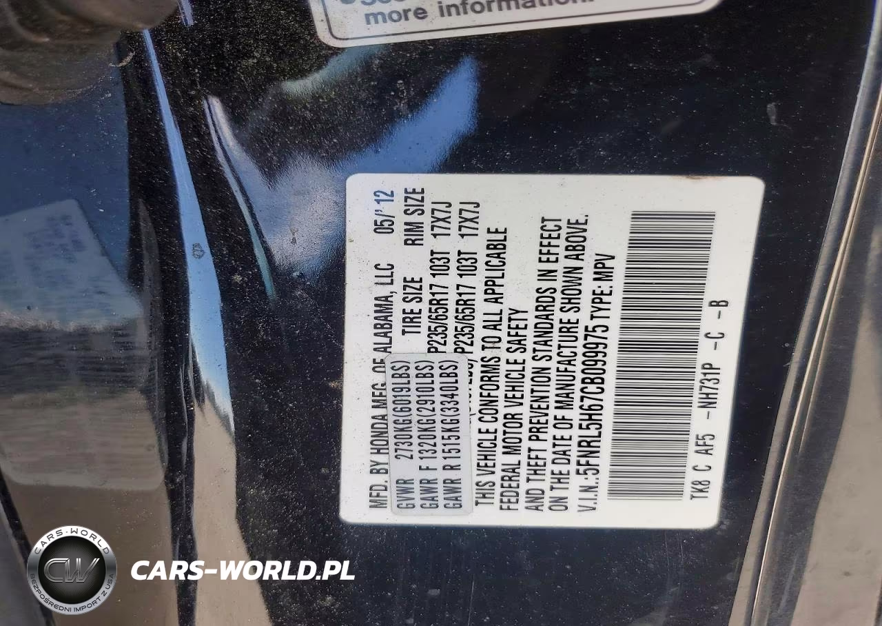 2012 Honda Odyssey Exl VIN:5FNRL5H67CB099975 - 13