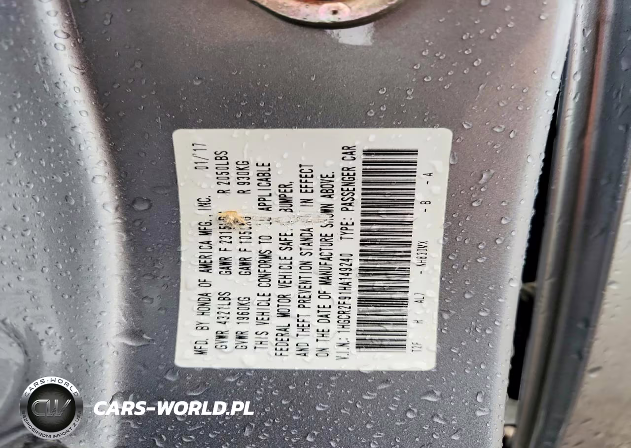 2017 Honda Accord Exl VIN:1HGCR2F91HA149240 - 12