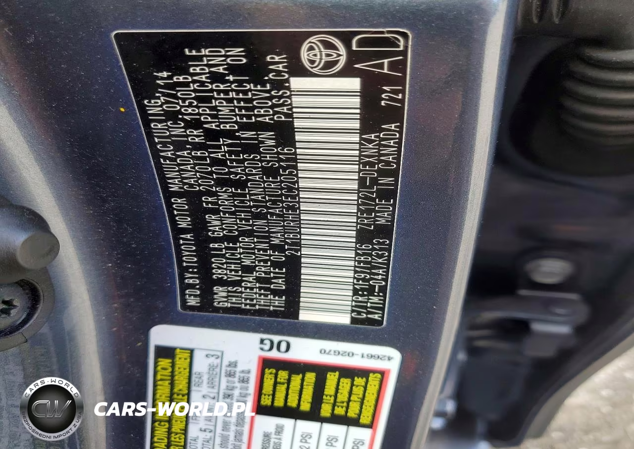 2014 Toyota Corolla Le VIN:2T1BURHE3EC205116 - 12