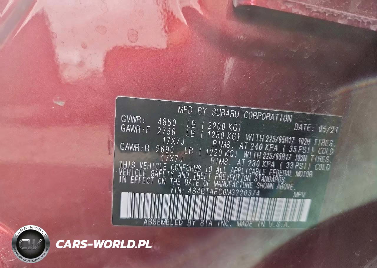 2021 Subaru Outback VIN:4S4BTAFC0M3220374 - 13