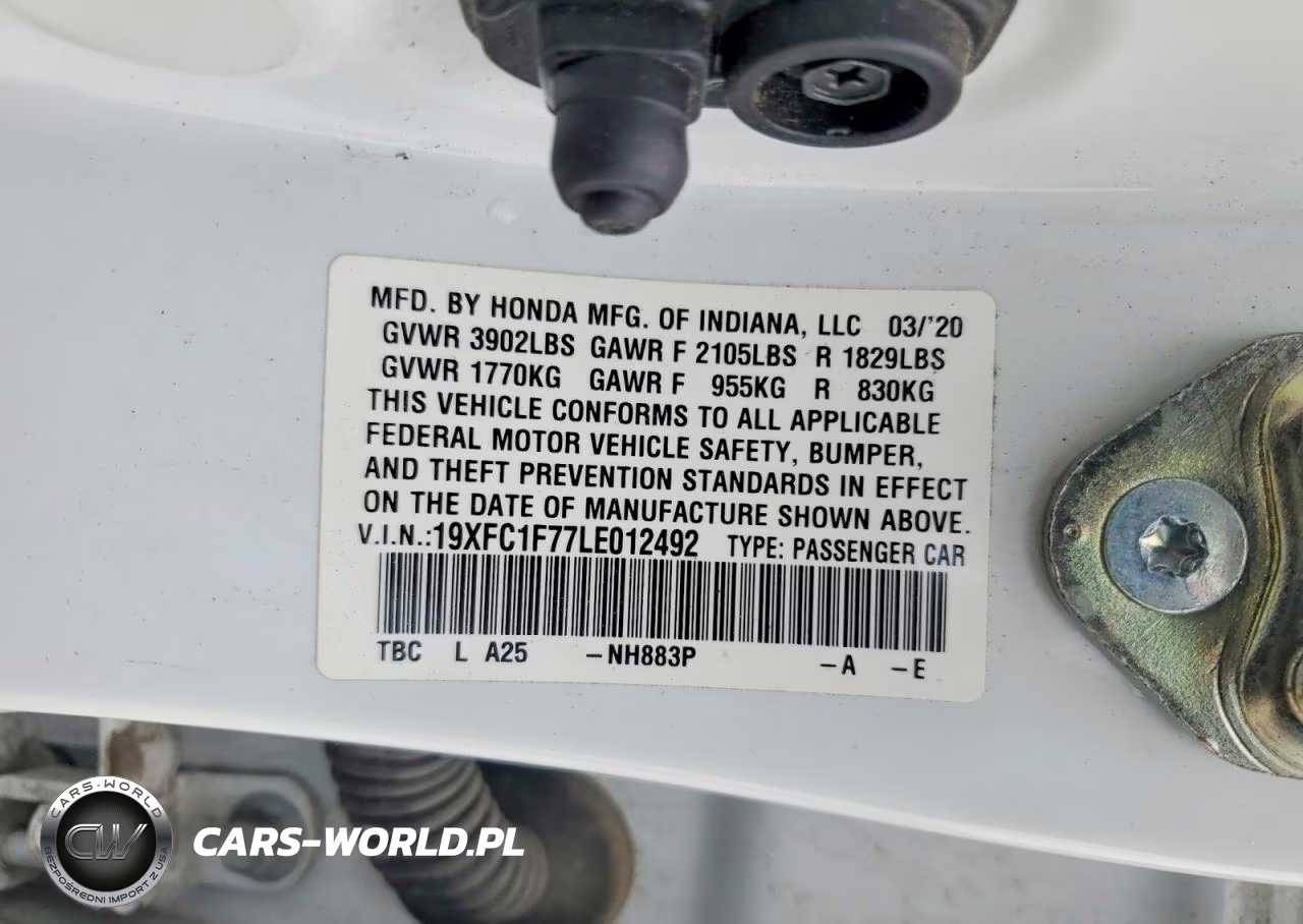 2020 Honda Civic Exl VIN:19XFC1F77LE012492 - 12