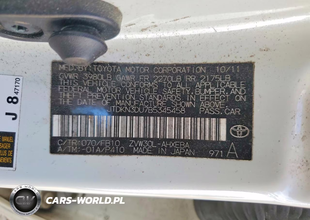2011 Toyota Prius Two VIN:JTDKN3DU7B5345458 - 12