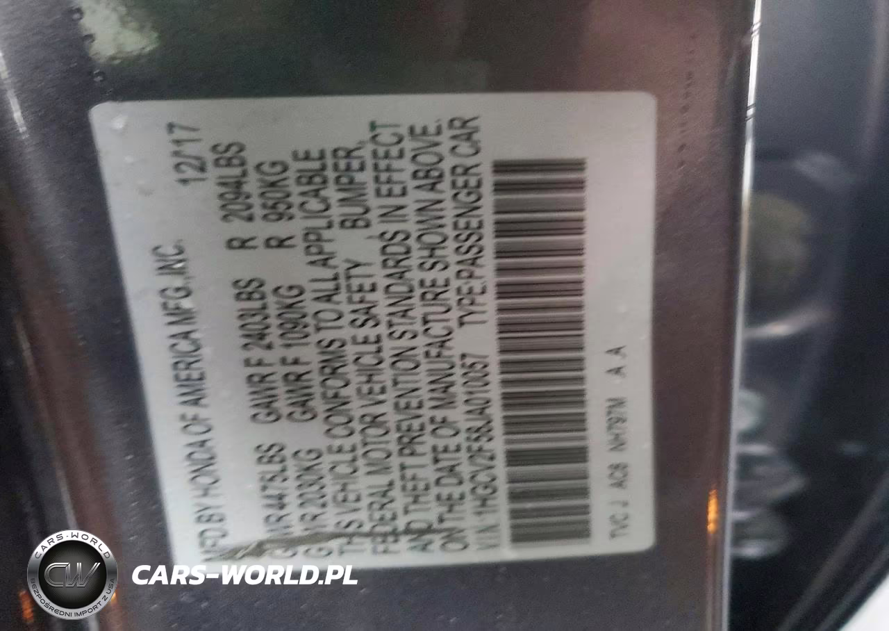2018 Honda Accord Exl VIN:1HGCV2F58JA010057 - 12