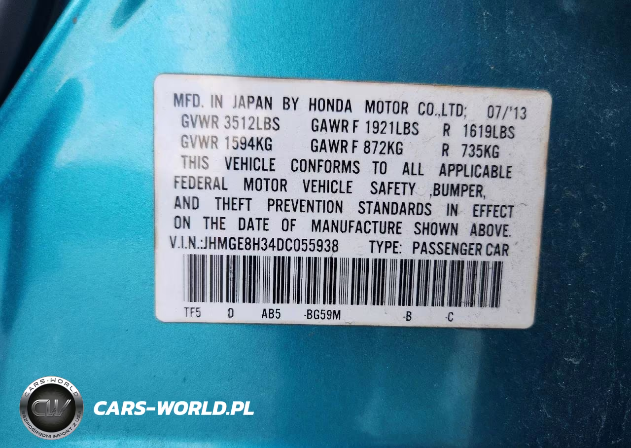 2013 Honda Fit VIN:JHMGE8H34DC055938 - 13