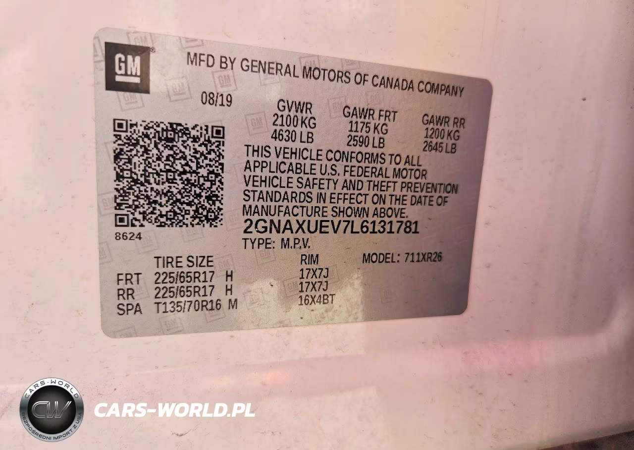 2020 Chevrolet Equinox Lt VIN:2GNAXUEV7L6131781 - 13