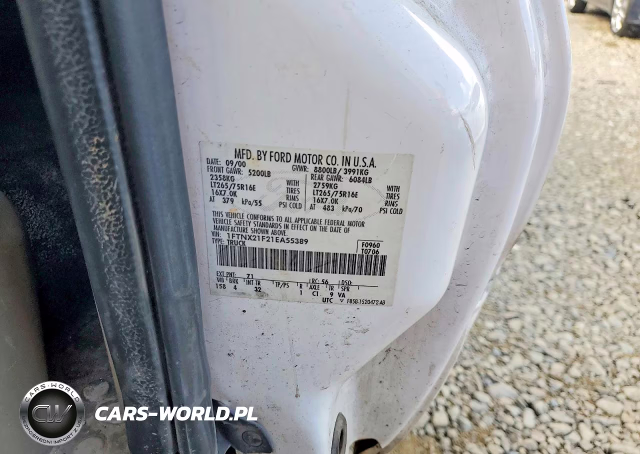 2001 Ford F250 Super Duty VIN:1FTNX21F21EA55389 - 13