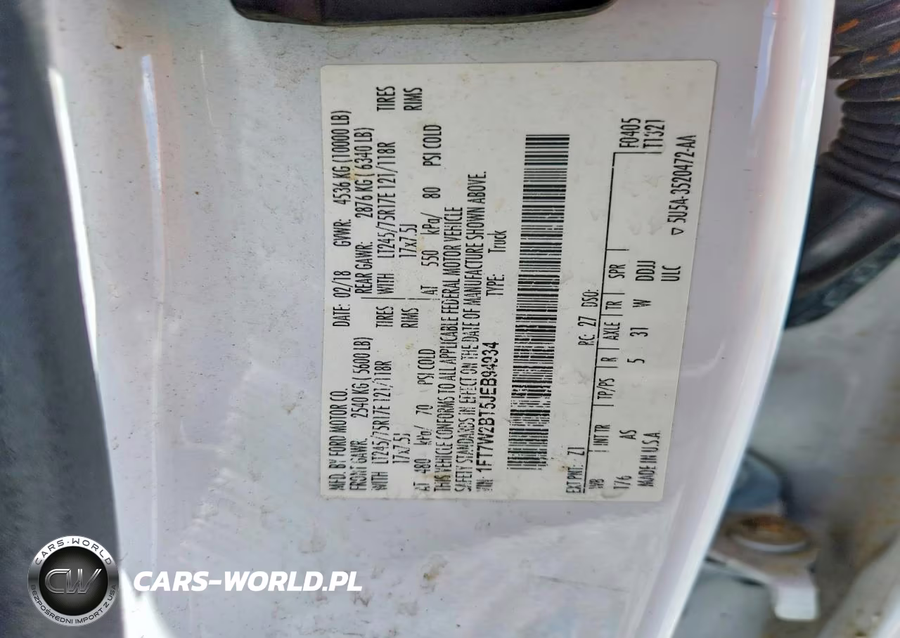 2018 Ford F250 Super Duty VIN:1FT7W2BT5JEB94934 - 10