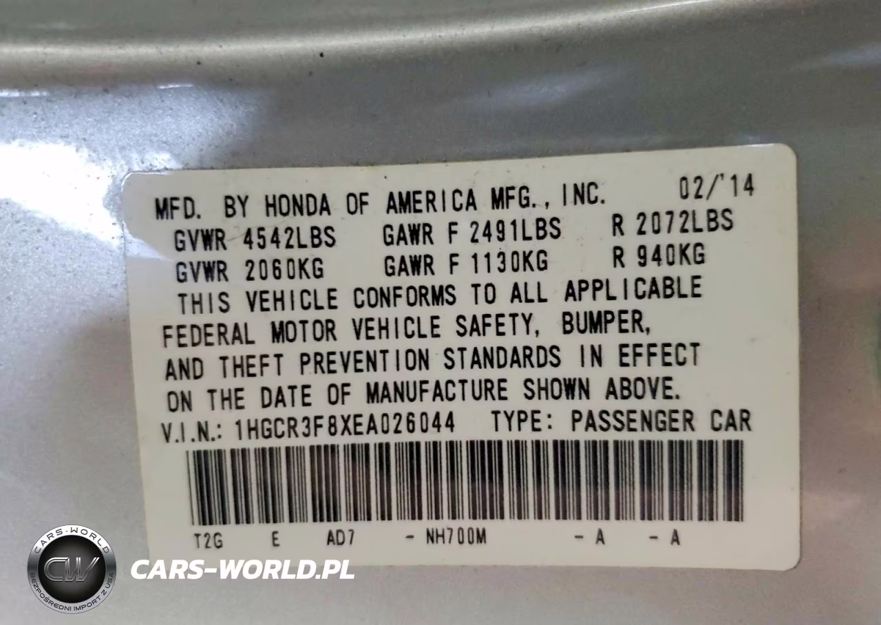 2014 Honda Accord Exl VIN:1HGCR3F8XEA026044 - 13