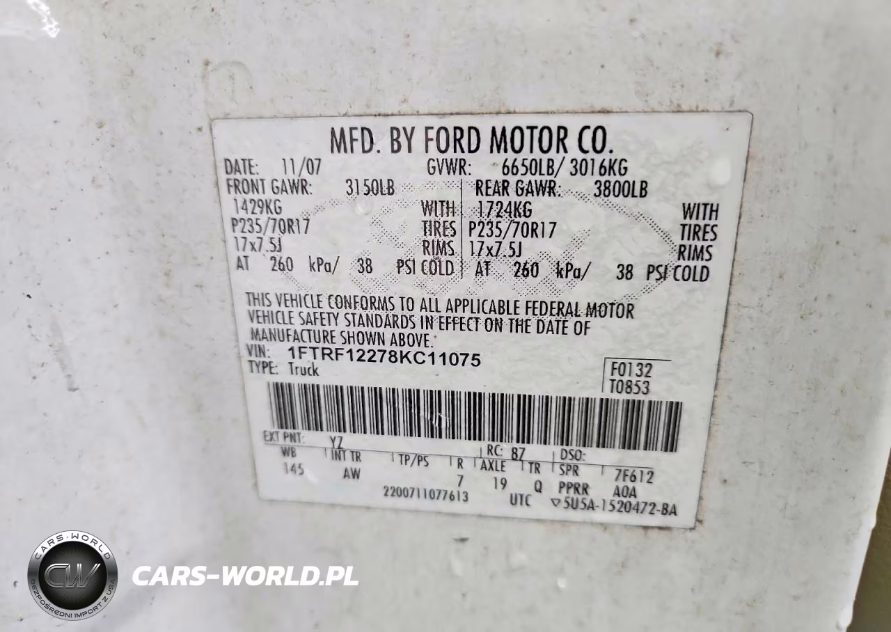 2008 Ford F150 VIN:1FTRF12278KC11075 - 12