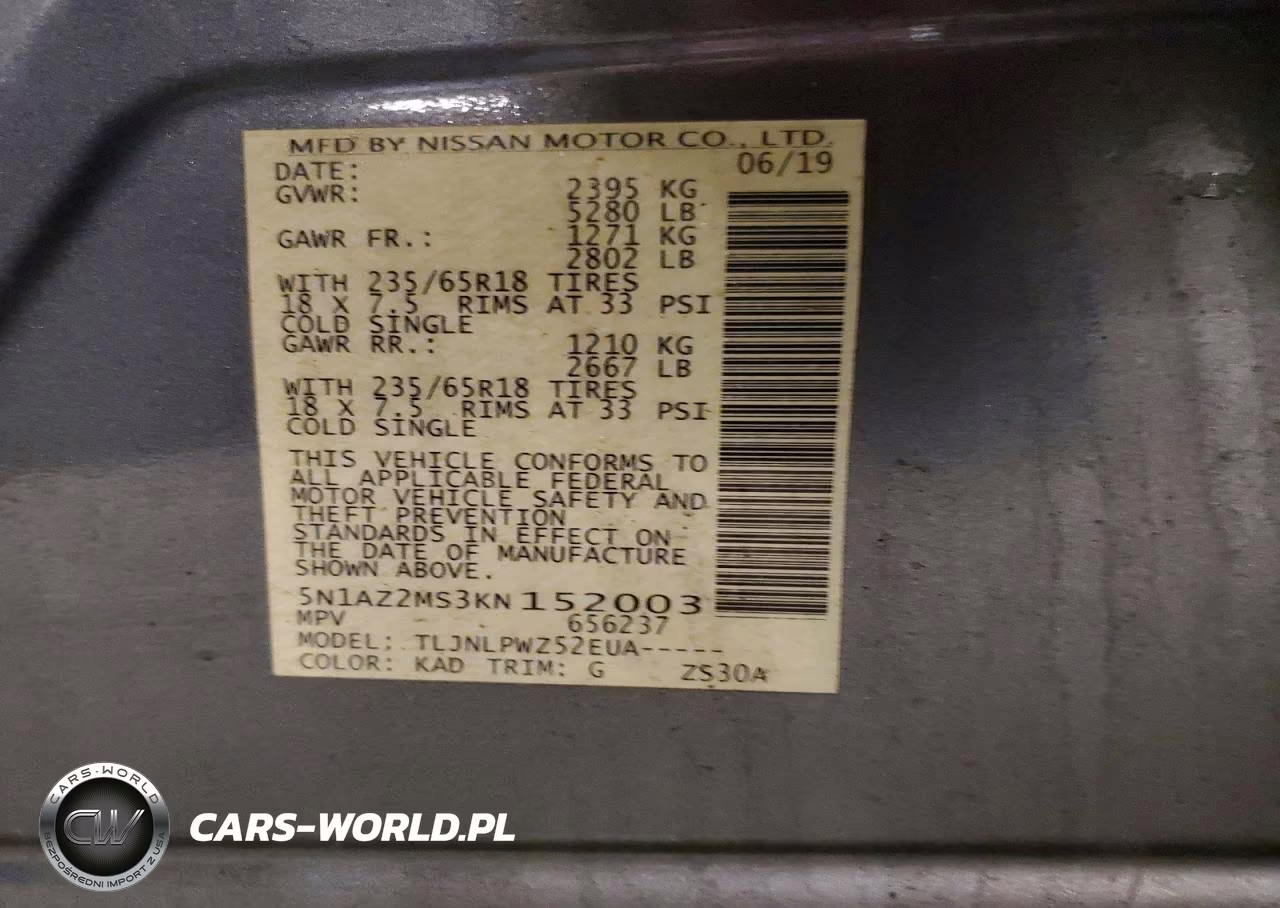 2019 Nissan Murano S VIN:5N1AZ2MS3KN152003 - 13