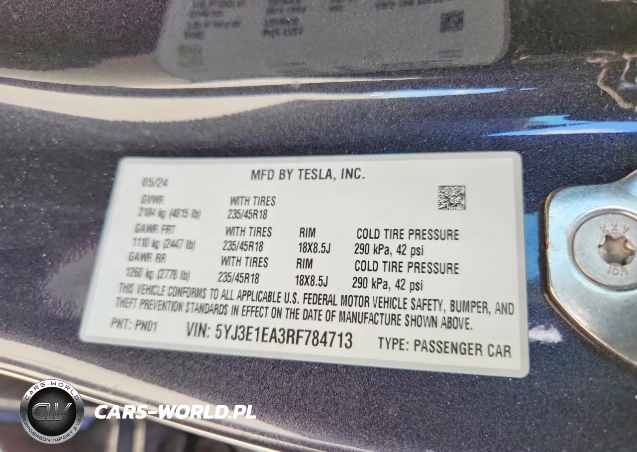 2024 Tesla Model 3 VIN:5YJ3E1EA3RF784713 - 12