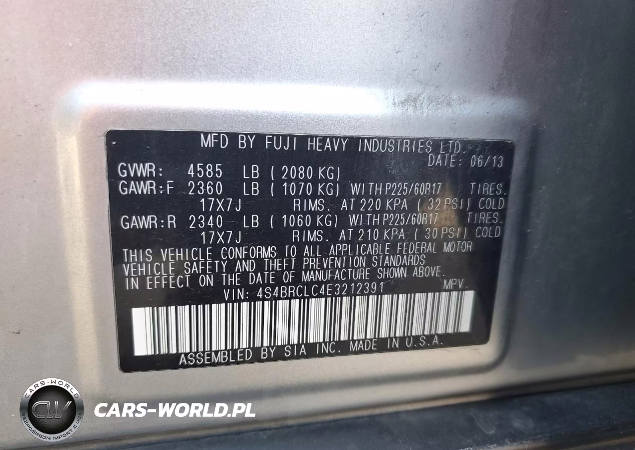 2014 Subaru Outback 2.5I Limited VIN:4S4BRCLC4E3212391 - 13