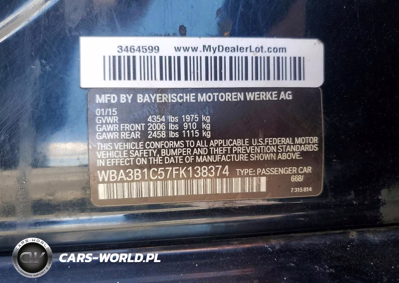 2015 BMW 320 I VIN:WBA3B1C57FK138374 - 12