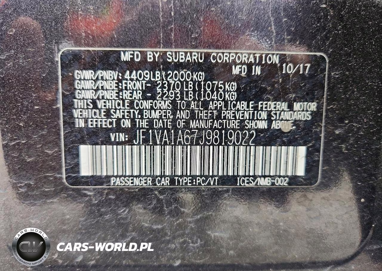 2018 Subaru Wrx VIN:JF1VA1A67J9819022 - 13