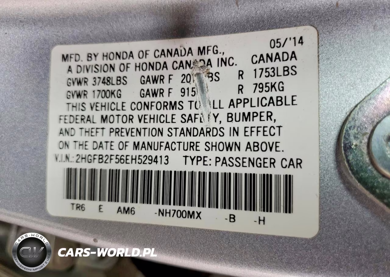 2014 Honda Civic Lx VIN:2HGFB2F56EH529413 - 12