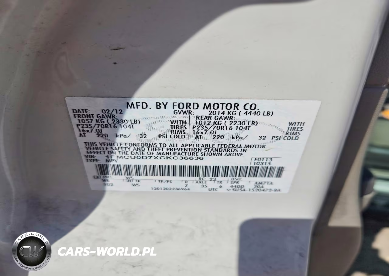 2012 Ford Escape Xlt VIN:1FMCU0D7XCKC36636 - 13
