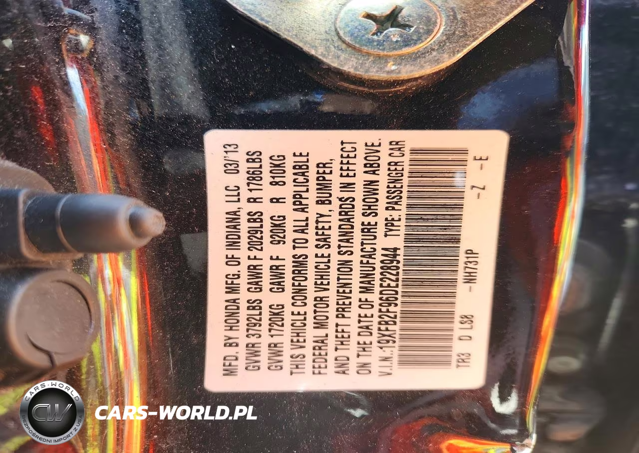 2013 Honda Civic Exl VIN:19XFB2F96DE228944 - 13