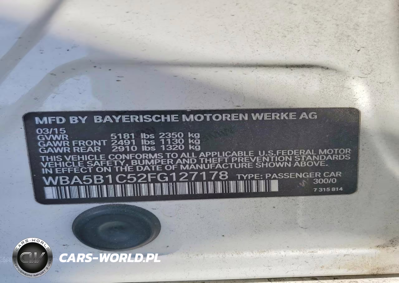2015 BMW 535 I VIN:WBA5B1C52FG127178 - 12