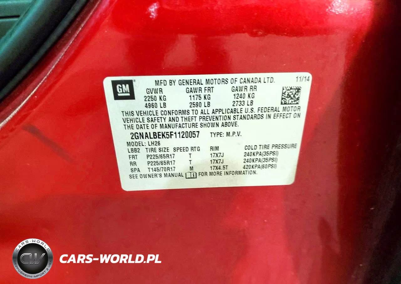 2015 Chevrolet Equinox Lt VIN:2GNALBEK5F1120057 - 13