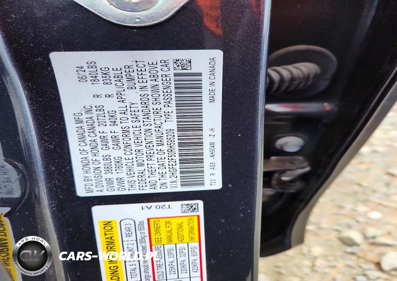 2024 Honda Civic Sport VIN:2HGFE2F50RH595209 - 12