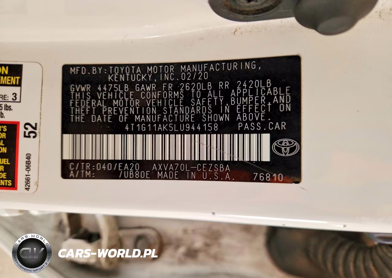 2020 Toyota Camry Se VIN:4T1G11AK5LU944158 - 12