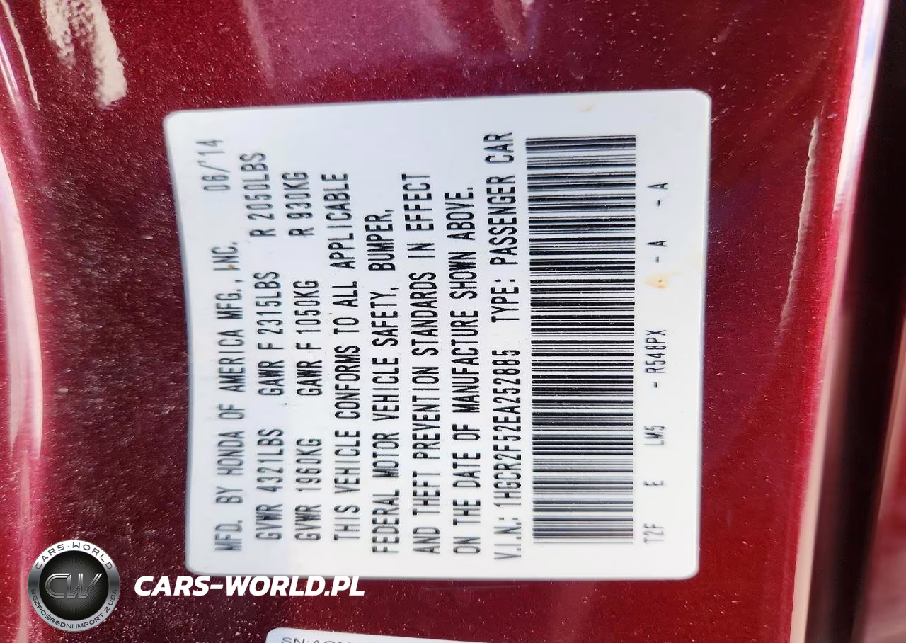 2014 Honda Accord Sport VIN:1HGCR2F52EA252885 - 12