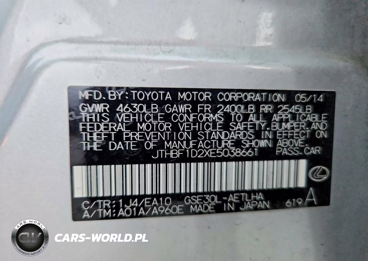 2014 Lexus Is 250 VIN:JTHBF1D2XE5038661 - 12