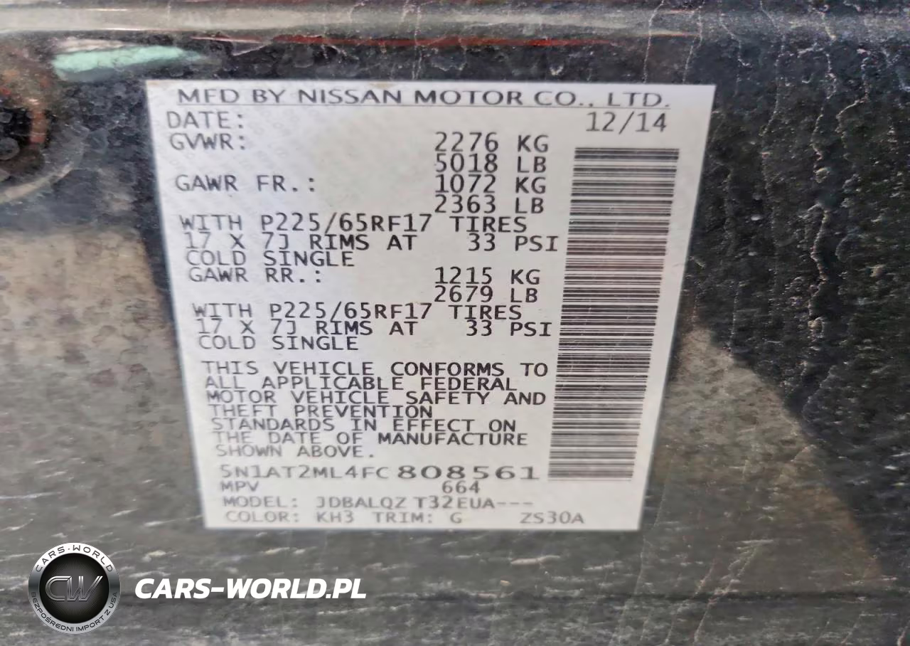 2015 Nissan Rogue Sv VIN:5N1AT2ML4FC808561 - 14