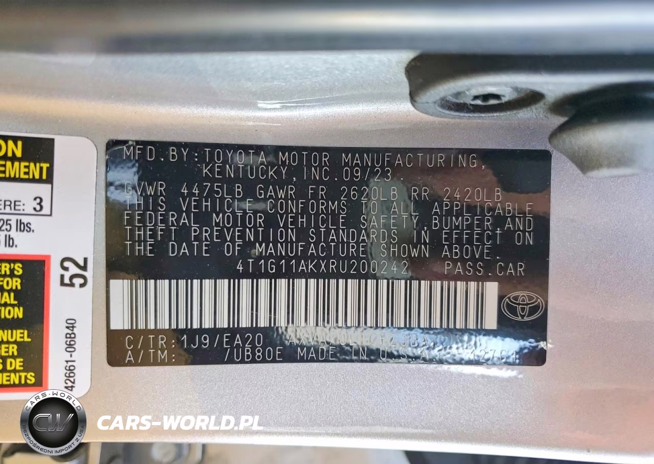 2024 Toyt Camry VIN:4T1G11AKXRU200242 - 12