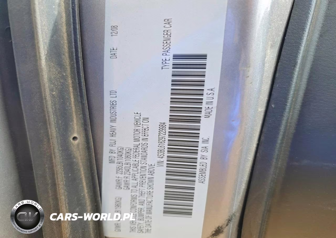 2009 Subaru Legacy 2.5I VIN:4S3BL616297229984 - 12
