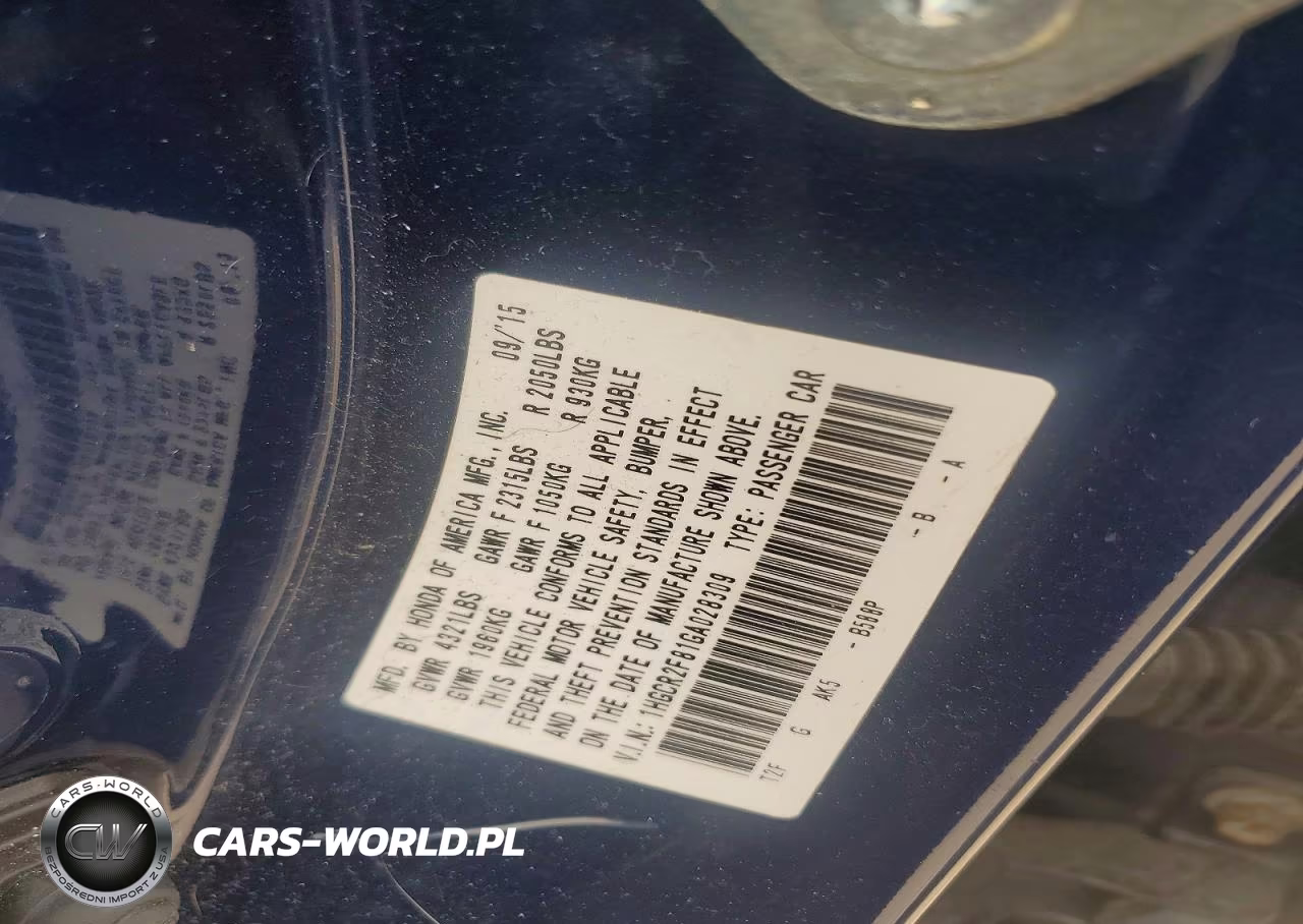 2016 Honda Accord Exl VIN:1HGCR2F81GA028309 - 12