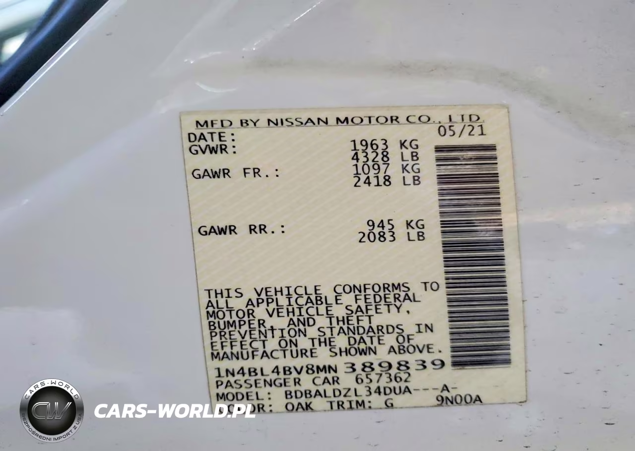 2021 Nissan Altima S VIN:1N4BL4BV8MN389839 - 12