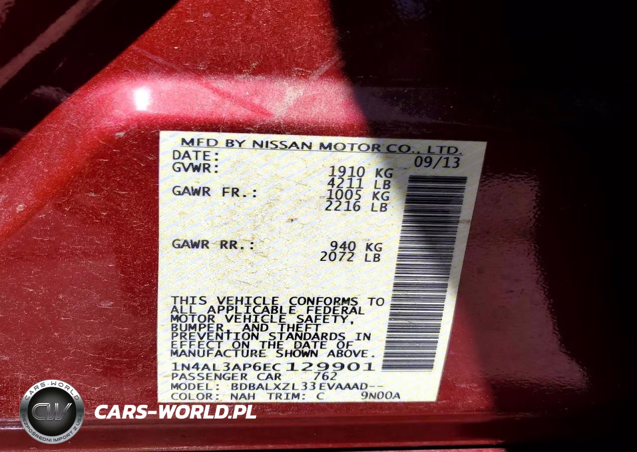2014 Nissan Altima 2.5 Sl VIN:1N4AL3AP6EC129901 - 13