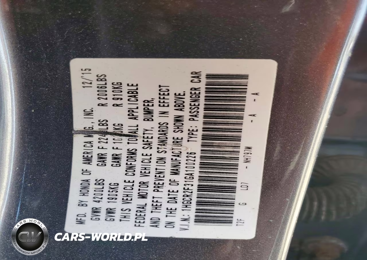 2016 Honda Accord Lx VIN:1HGCR2F31GA100226 - 13