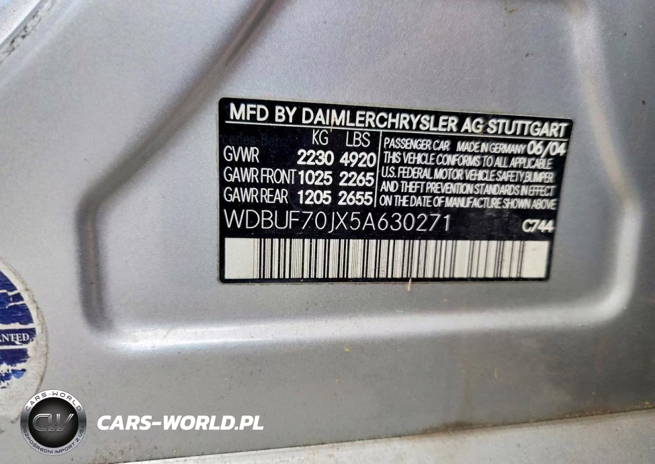 2005 Mercedes-Benz E 500 VIN:WDBUF70JX5A630271 - 12