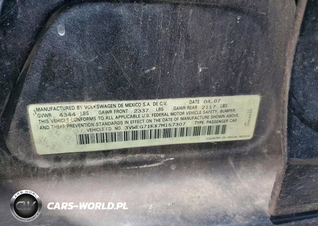 2007 Volkswagen Jetta Wolfsburg VIN:3VWEG71KX7M157307 - 12
