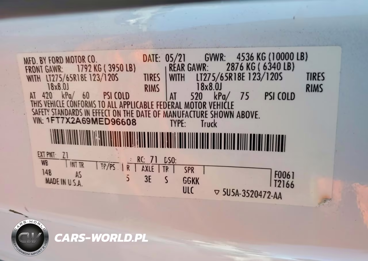 2021 Ford F250 Super Duty VIN:1FT7X2A69MED96608 - 12
