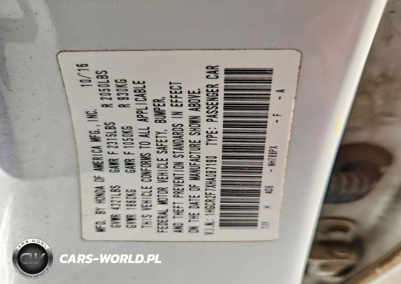 2017 Honda Accord Ex VIN:1HGCR2F7XHA087190 - 12