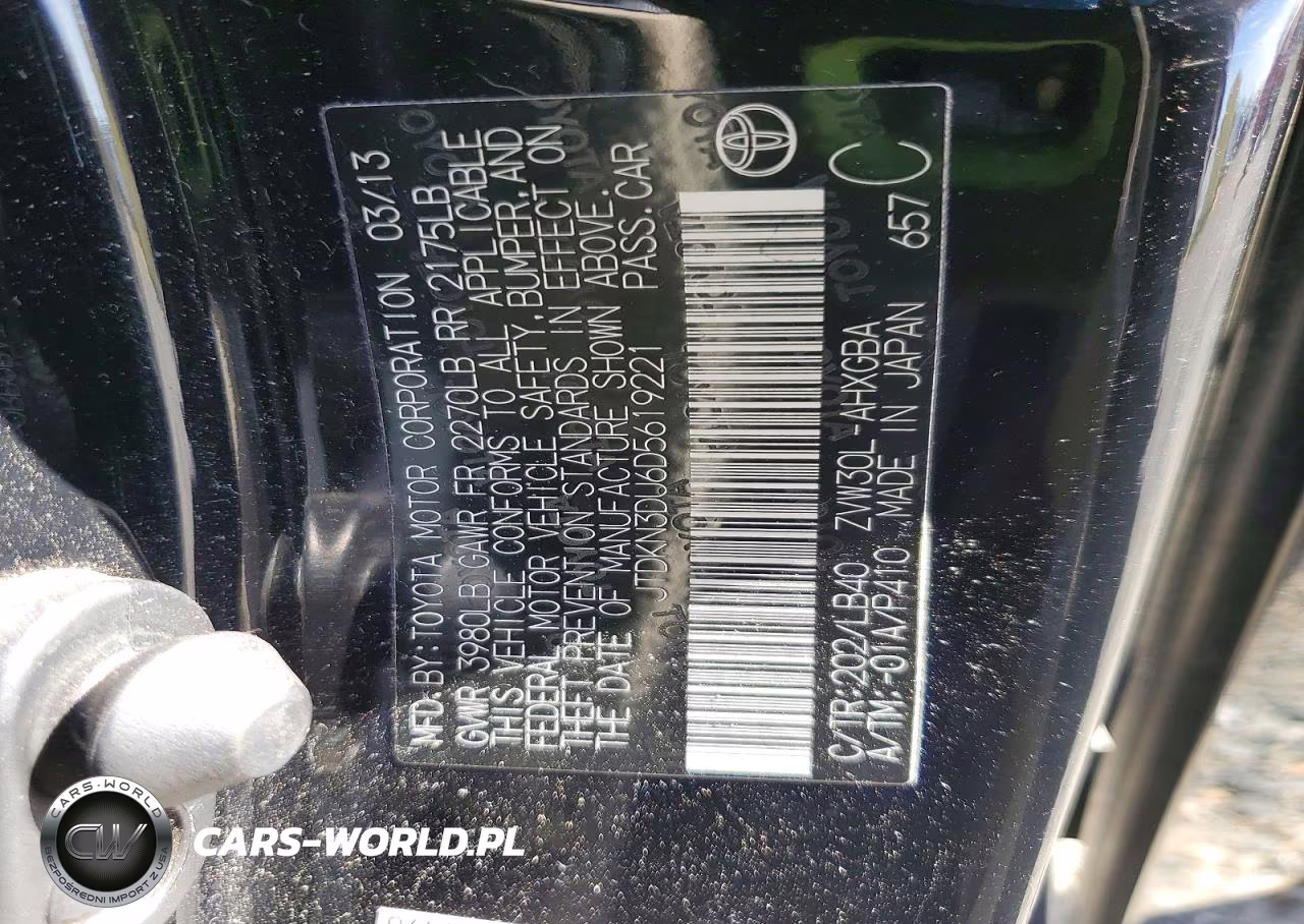 2013 Toyota Prius Four VIN:JTDKN3DU6D5619221 - 13