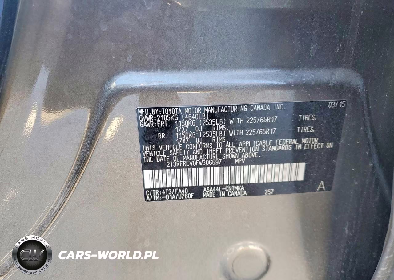 2015 Toyota Rav4 Xle VIN:2T3RFREV0FW306697 - 13