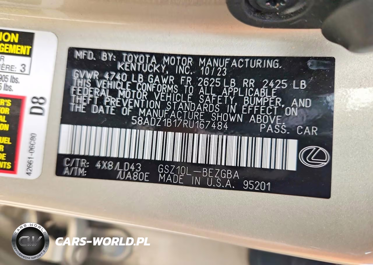 2024 Lexus Es 350 Base VIN:58ADZ1B17RU167484 - 12