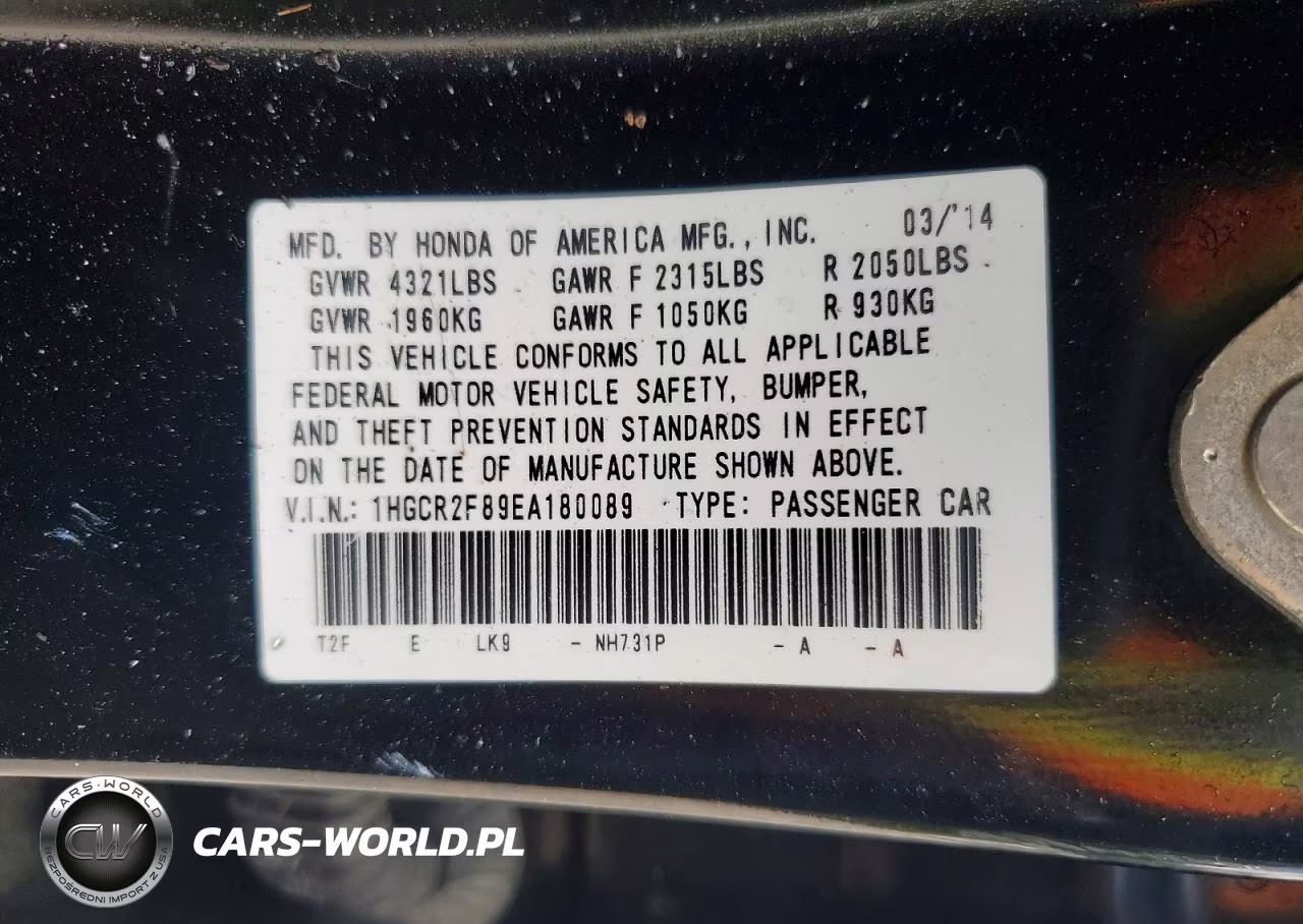 2014 Honda Accord Exl VIN:1HGCR2F89EA180089 - 13