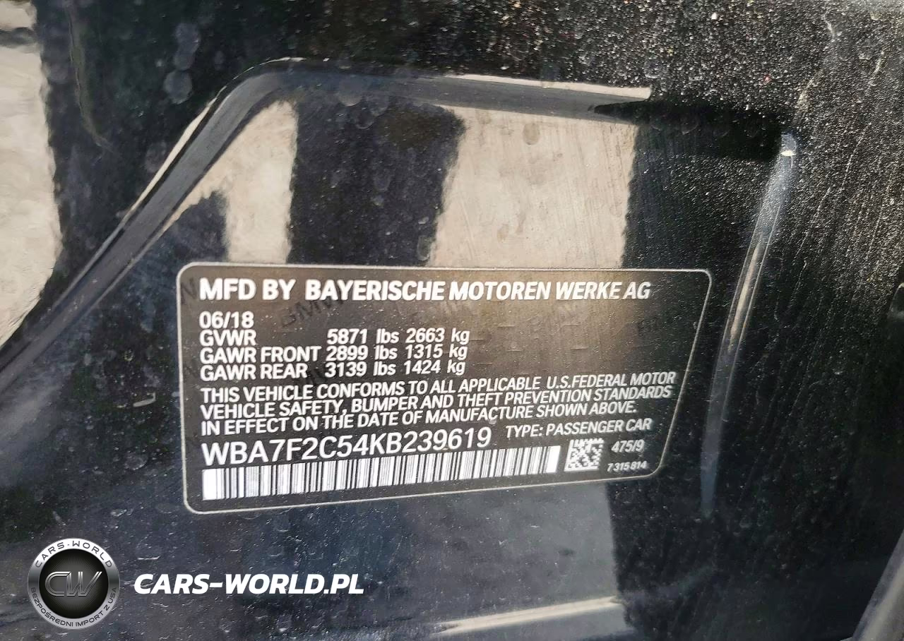 2019 BMW 750 Xi VIN:WBA7F2C54KB239619 - 13