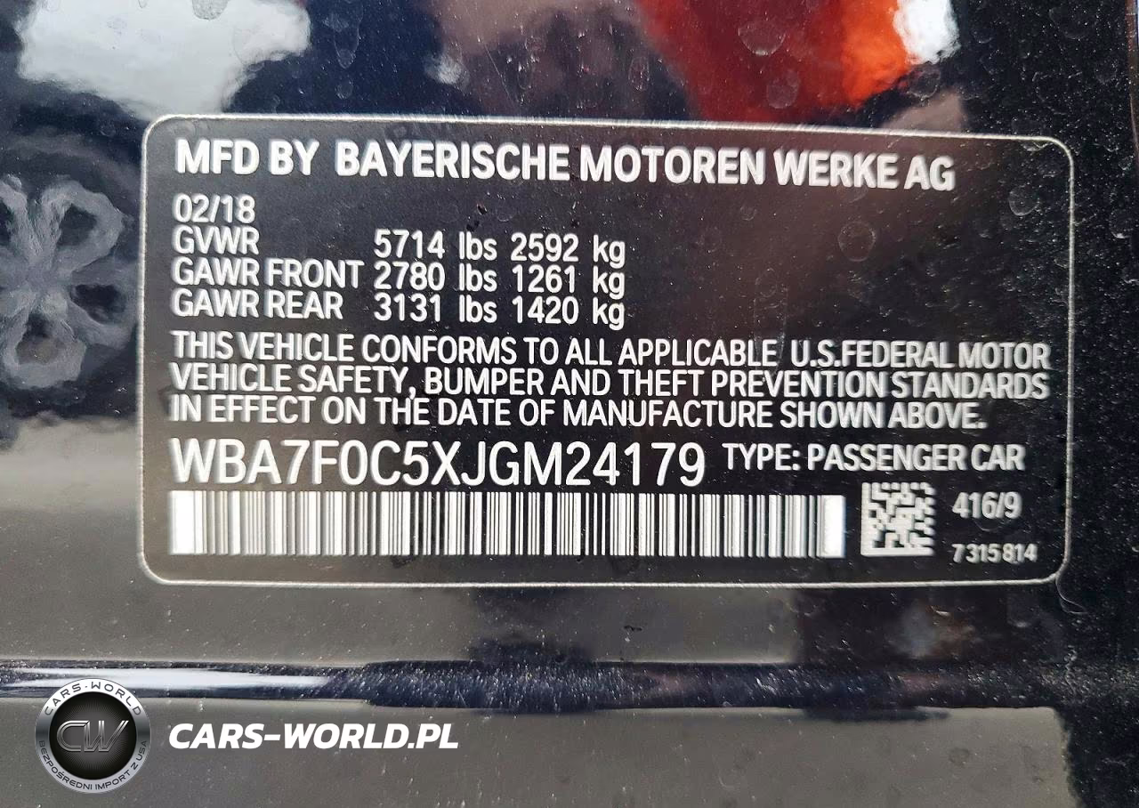 2018 BMW 750 I VIN:WBA7F0C5XJGM24179 - 12