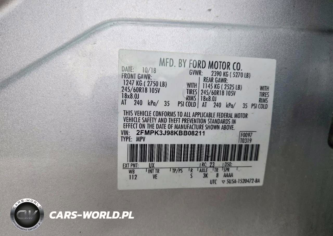 2019 Ford Edge Sel VIN:2FMPK3J98KBB08211 - 12