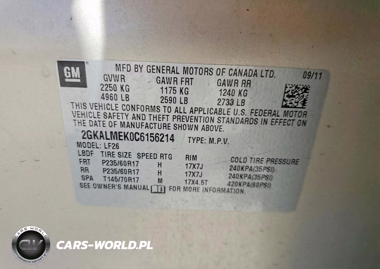2012 GMC Terrain Sle VIN:2GKALMEK0C6156214 - 12