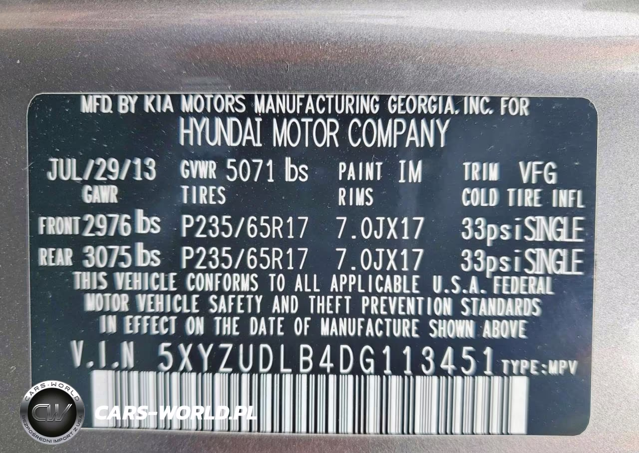 2013 Hyundai Santa Fe Sport 2.4L VIN:5XYZUDLB4DG113451 - 14