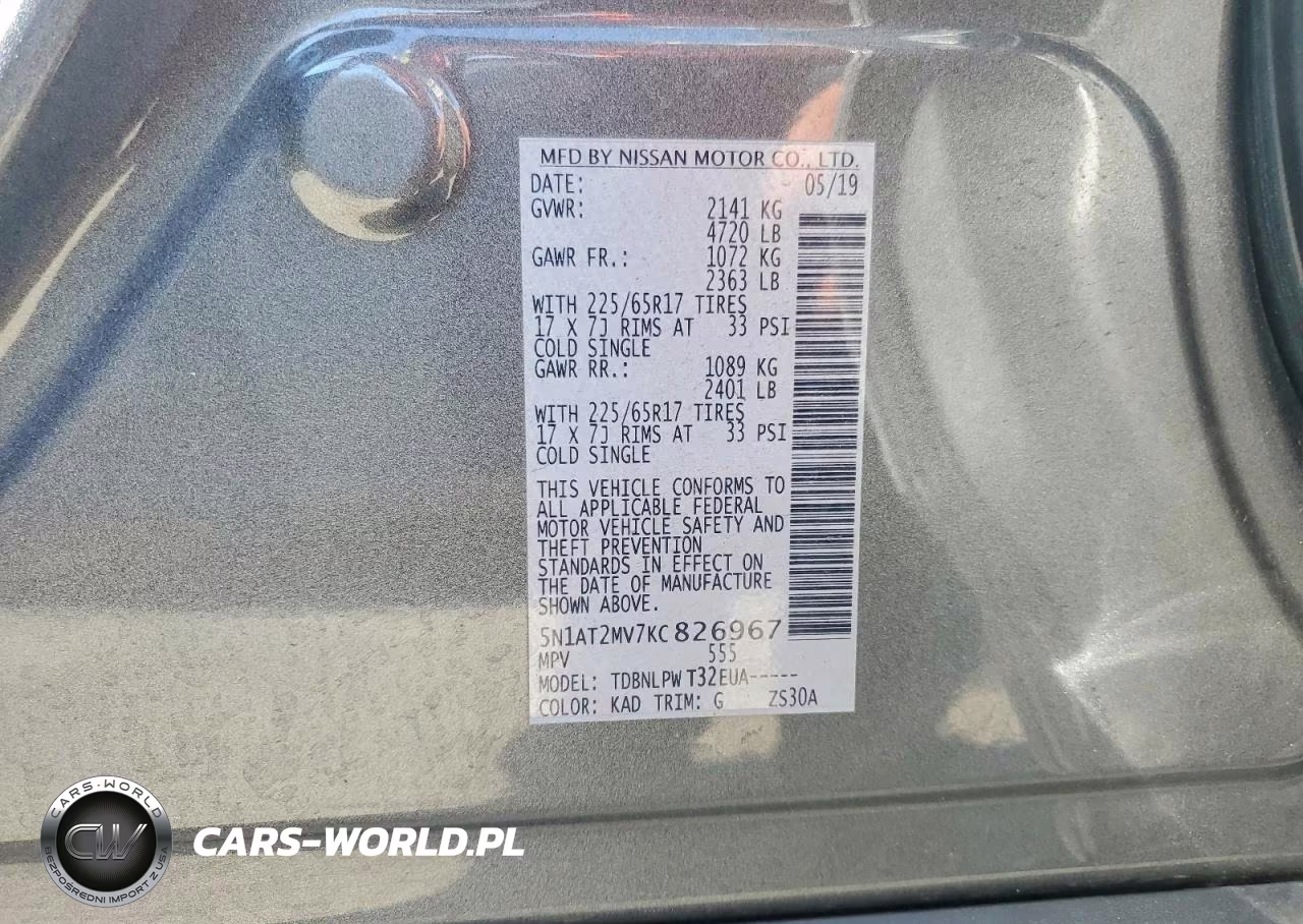 2019 Nissan Rogue S VIN:5N1AT2MV7KC826967 - 12